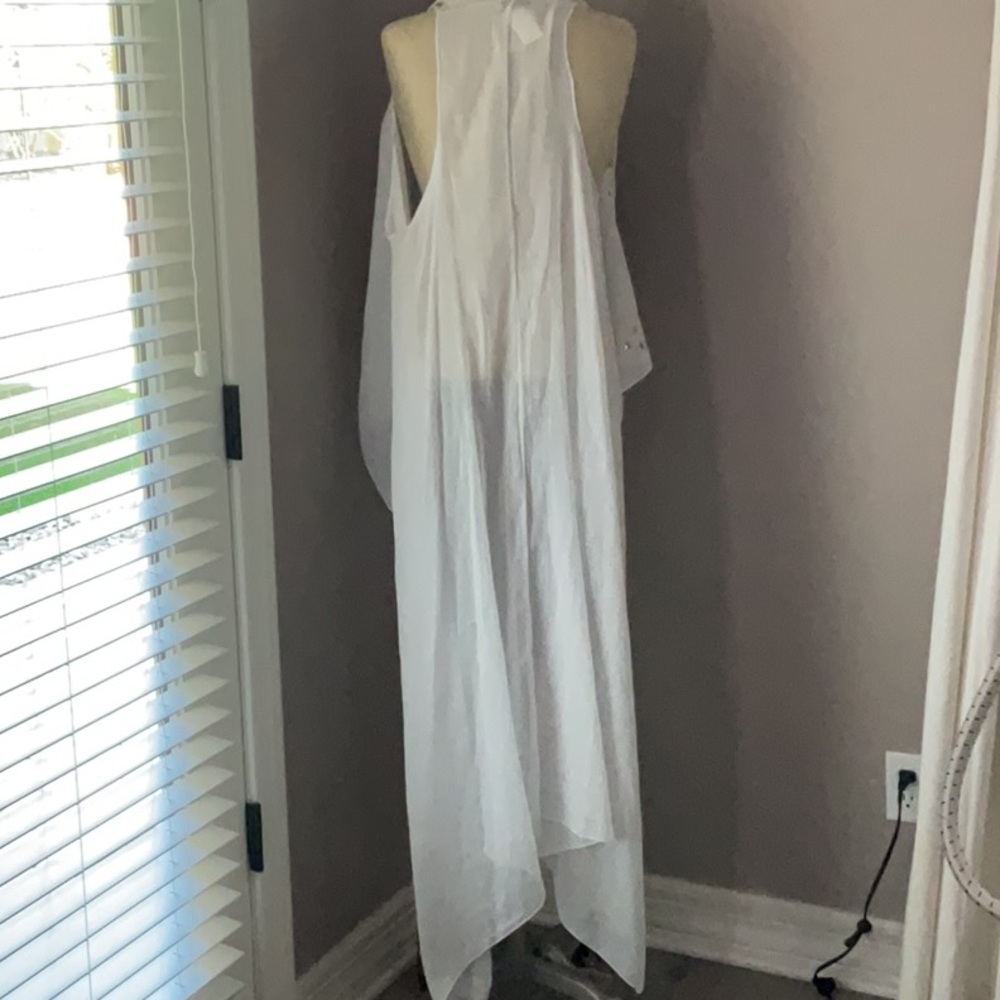 swim cover up white sheer cotton maxi from Turkey with Gold Accents Sz M - Picture 16 of 16
